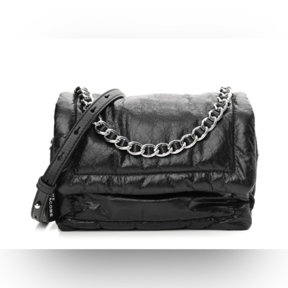 Marc Jacobs Black Quilted Crossbody with Silver Chain